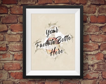 Tu diseño de botella favorito - hecho a pedido - Decoración de pared original