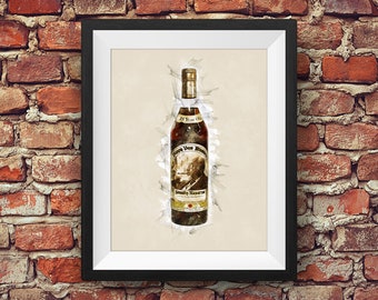 Impresión de Pappy Van Winkle Bourbon 23 años: Decoración rústica para bar