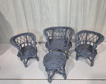 Vintage Wicker Doll Furniture for Barbie Vogue Ginny or Jill Muffie Ginger Virga