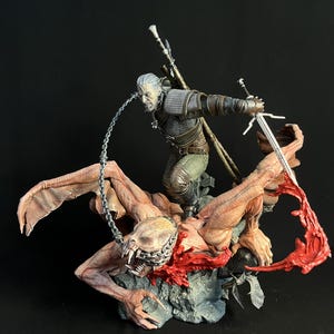 Hand Painted Geralt of Rivia Statue | Premium Resin Figure | Witcher Collectible | Fantasy Display Statue | Gift for Gamer