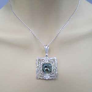 GORGEOUS STERLING SILVER Fancy Black Diamond Crystal Pendant Necklace  Sterling Silver Black Crystal Pendant Necklace