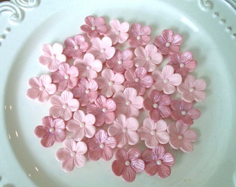 PINK 2-TONE PEARL Cotton Candy Gum Paste Blossoms. 30 Pink Cake Topper Cupcake Decorations   Pink Pearl Cotton Candy Sugar Paste Blossoms