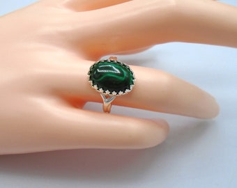 NATURAL MALACHITE RING Size 7   Sterling Silver Malachite Rings   Malachite Sterling Silver Rings