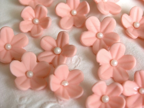 Gum Paste Blossoms 30 Peach Flowers Edible Cake Topper Etsy