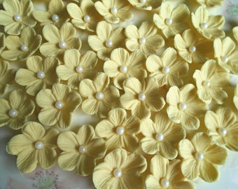 YELLOW Gum Paste Blossoms   30 Yellow Sugar Paste Flowers   Edible Cake Topper and Cupcake Decorations