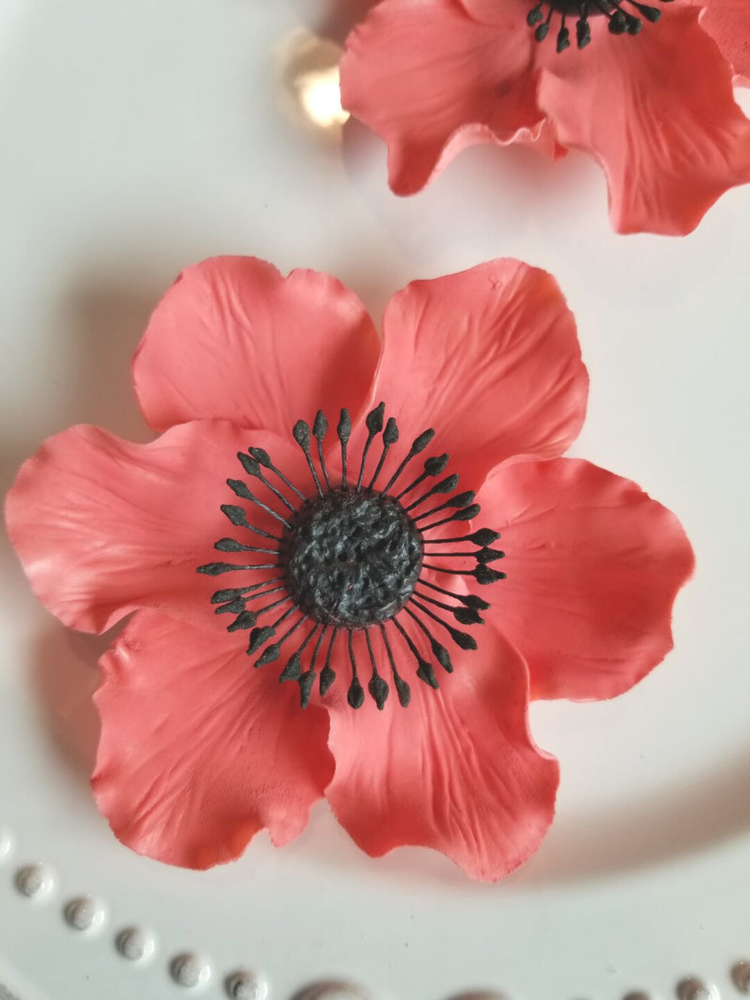 Gum Paste ANEMONES TANGERINE Flowers / Set of 2 / Edible Cake Etsy