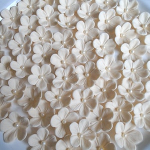 30 Ivory Gum Paste Blossoms: Edible Sugar Flowers for Cake Decor