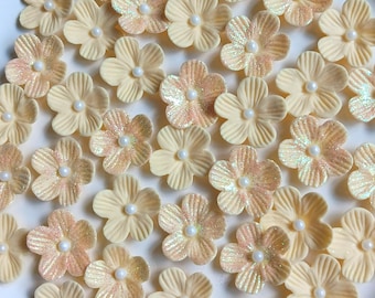 Yellow 2-Tone Sparkle and Matte Gum Paste Blossoms Cake & Cupcake Toppers