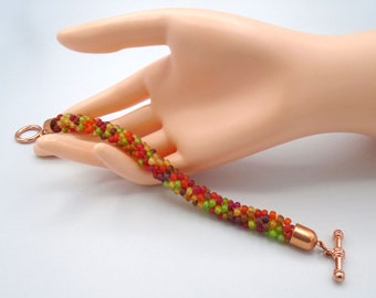 KUMIHIMO BEADED BRACELET Multi Color Harvest Fall Woven Bracelet Handmade  Kumihimo Bracelet