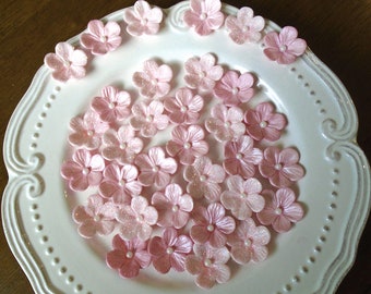 PINK GLITTER COMBO Gum Paste Blossoms. 30 Pink Glitter Cake Topper Cupcake Decorations   Pink Glitter Mix Sugar Paste Blossoms