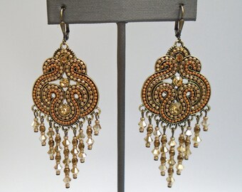 CRYSTAL CHANDELIER EARRINGS   Golden Flair Crystal Chandelier Earrings   Dressy Crystal Chandelier Earrings