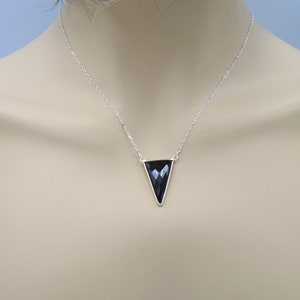 BLACK ONYX PENDANT Necklace Sterling Silver Black Onyx Necklace 16 to 18 inch adjustable