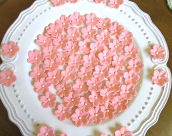 SALMON PINK Gum Paste  Blossoms, Salmon Pink Sugar Blossoms, SALMON Sugar Paste Blossoms