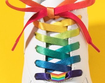 Rainbow Pride Shoelaces — Gay Gift LGBT Flag Accessory Gradient Pride Lace Lock High Top Sneaker Charm Knee Boot Bisexual Queer Twink Gift