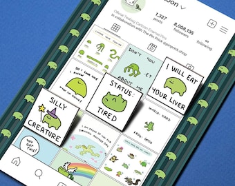 Ferg Frog 3-Pin Bundle — Teabag Cartoon Official Collab — Instagram Meme Pun Brooch Toad Amphibian Nerd Enamel Brooch Badge Gift Present