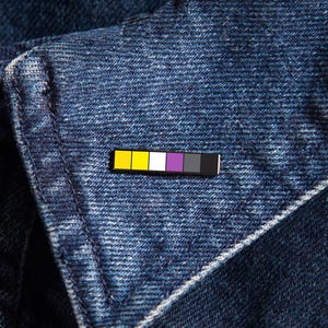 Non-Binary Baton Pin — Subtle Enby Pride Flag Badge LGBT Queer Art Jewelry Tiny Discreet Pronoun Bracelet Bag Charm Shirt Sticker Earring