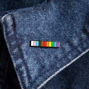 Progress Rainbow Baton Pin — Subtle Pride Flag Accessory Minimalist Gay Bisexual Lesbian Bi Queer LGBT Support Trans Ally Safe Space Badge