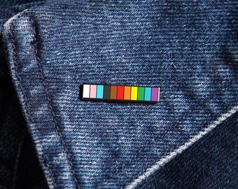 Progress Rainbow Baton Pin — Subtle Pride Flag Accessory Minimalist Gay Bisexual Lesbian Bi Queer Art LGBT Gift Trans Ally Safe Space Badge