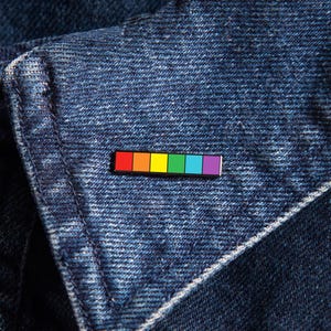 Inclusive Rainbow Baton Pin — Subtle Pride Flag Accessory Minimalist Gay Bisexual Lesbian Bi Queer LGBT Support Trans Ally Safe Space Badge