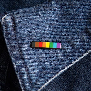 Inclusive Rainbow Baton Pin — Subtle Pride Flag Accessory Minimalist Gay Bisexual Lesbian Bi Queer LGBT Support Trans Ally Safe Space Badge