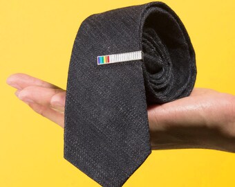 Rainbow Tie Clip — Gay Wedding Office Pride Accessory Bowtie Suit Lapel Pin Bisexual Alt Prom Bracelet Lesbian Earring Queer Groomsmen Stag