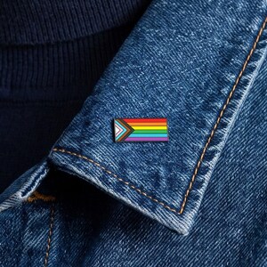 Progress Pride Flag Pin — Rainbow Badge Small Subtle LGBT Lesbian Gay Bisexual Trans Rights Safe Space Queer Lanyard Bracelet Ring Accessory