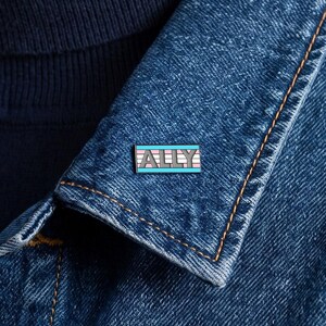 Trans ALLY Pride Pin — Safe Space Transgender Support Rainbow Pronoun Badge Subtle Sibling Rights Protest Queer Lanyard Bracelet Accessory