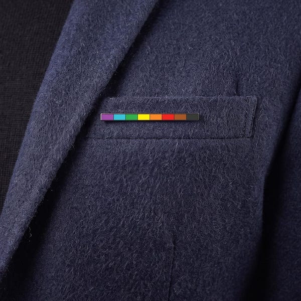 Inclusive Rainbow Rod Pin — Gay Pride Philadelphia Flag Accessory LGBT Lesbian Gay Bi Bisexual Narrow Subtle Enamel Minimalist Wedding Gift