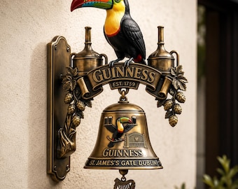 Guinness-Tukan-Wandglocke, Vintage-Türklingel, Dekoration für irische Pubs, Gartenglocke, Bar-Wanddekoration, 3D-Höhle, Geschenk für Bierliebhaber