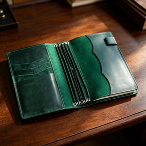 Refillable leather notebook cover, Leather notebook case, A5 leather journal cover, Journal cover with pen holder, Customized notebook cover