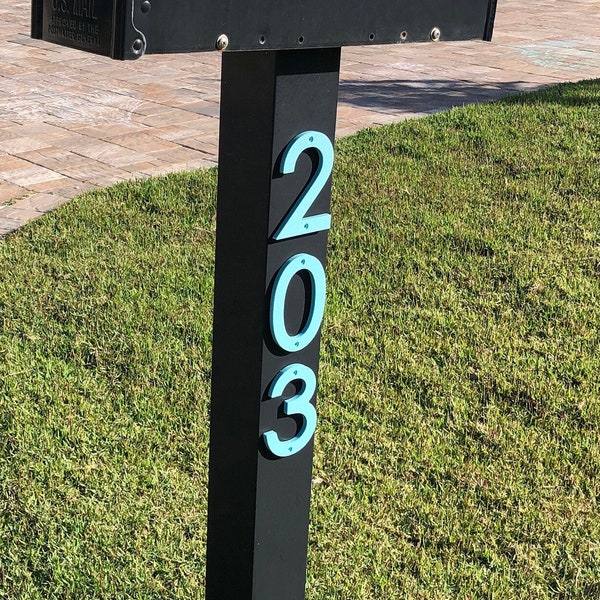 Aqua Mailbox Numbers, 4" tall plastic Florida house numbers with stainless steel screws included