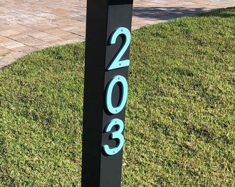 Números de buzón Aqua, números de casa de Florida de plástico de 4" de alto con tornillos de acero inoxidable incluidos
