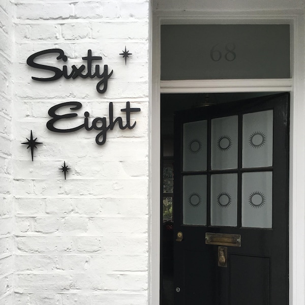 Mid Century Cursive House Numbers: Regular Size