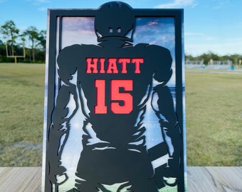 Football plaque, customizable laser cut acrylic trophy with personalization