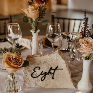 Cursive Cut-Outs Thin Modern table Number SET with GLUE; Acrylic