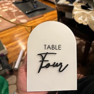 Cursive Cut-Outs Thin Modern table Number SET with GLUE; Acrylic image 9