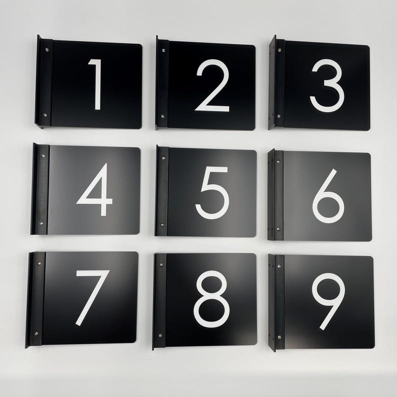 Set of Projecting Room Number Signs - Black - Etsy