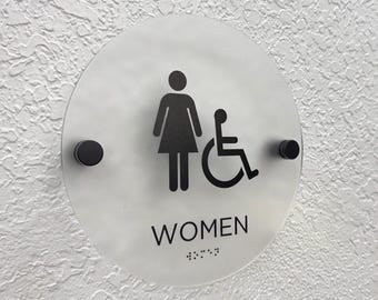ADA Compliant Circle Restroom Sign, 9 inch (22.8 cm)