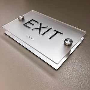 Acrylic Exit Sign ADA with Stainless Steel Hardware 5x8