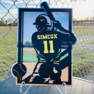Baseball plaque, customizable laser cut acrylic trophy with personalization