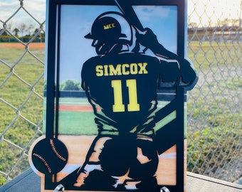 Baseball plaque, customizable laser cut acrylic trophy with personalization