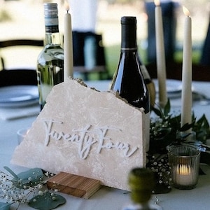 Cursive Cut-Outs Thin Modern table Number SET with GLUE; Acrylic image 3