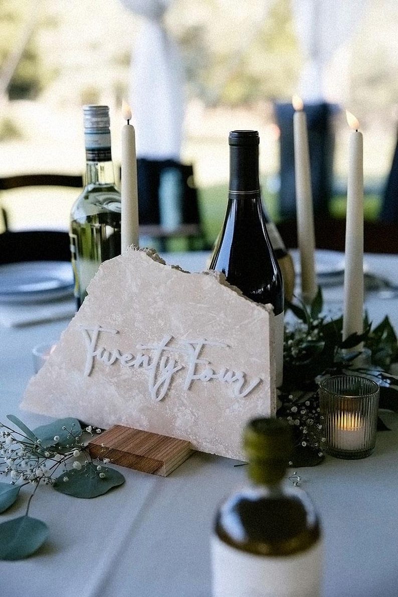 Cursive Cut-Outs Thin Modern table Number SET with GLUE; Acrylic image 3