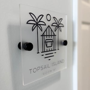 Letrero acrílico impreso personalizado de varias formas con 2 separadores de acero inoxidable: oficina/apartamento/negocio