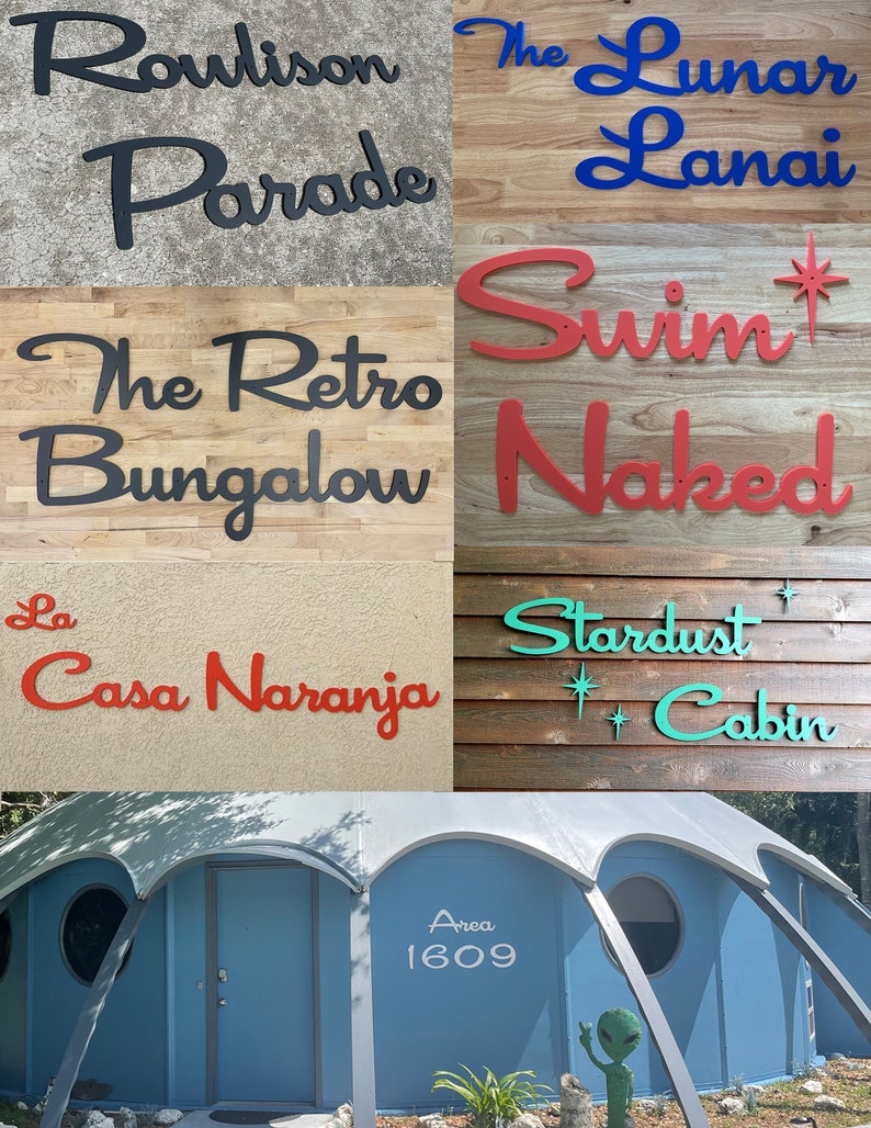 Custom Large Mid Century Cursive Name Indoor Outdoor Sign - Etsy