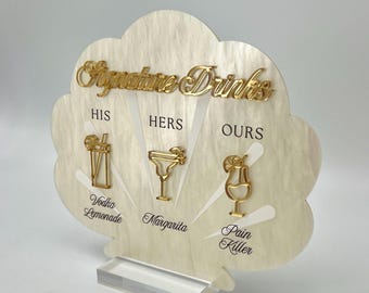 Custom Shell Signature Drink Bar Sign