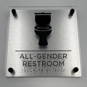 Acrylic All-Gender Restroom Sign with Stainless Steel Hardware, Gender Neutral Bathroom