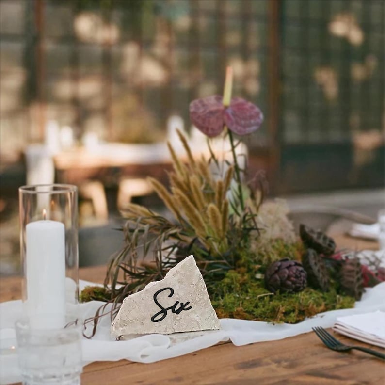 Cursive Cut-Outs Thin Modern table Number SET with GLUE; Acrylic image 15