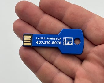 Pen drive USB com logotipo personalizado impresso para corretores imobiliários, presente de inauguração de casa em formato de chave de 1 GB