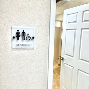 Acrylic Restroom Sign ADA option with Stainless Steel Hardware